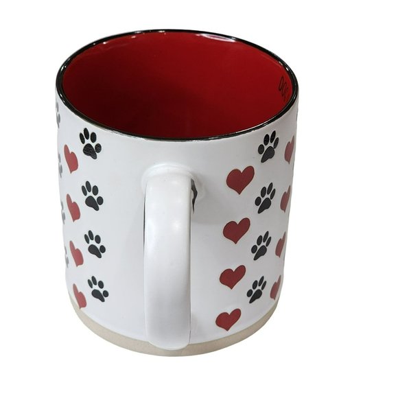 Dog Mom Ceramic Coffee Mug Red Hearts And Black Dog Paws Printed‎ 16 oz - Picture 5 of 16